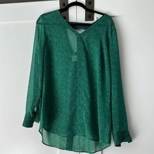 Cabi Blouse Green & Navy